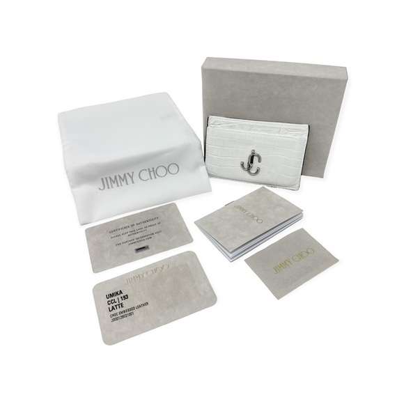 Jimmy Choo Handbags - AUTHENTIC Jimmy Choo Card Holder Umika Wallet Embossed White